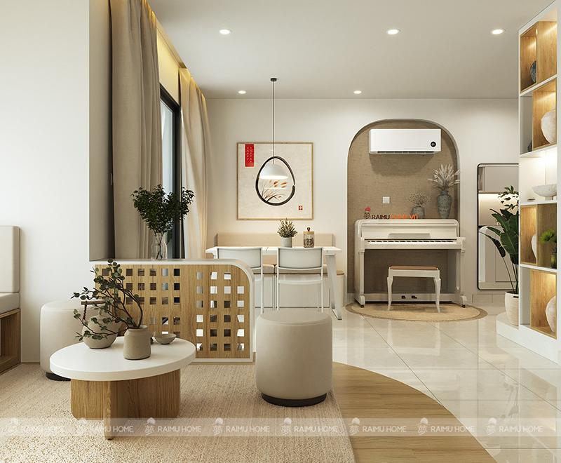 Thiết kế nội thất phòng khách phong cách Nhật Bản hiện đại